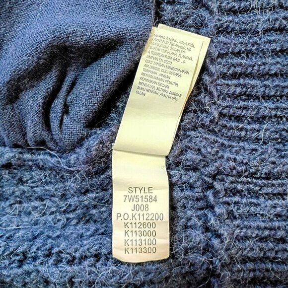 Lucky Brand Women’s M Chunky Knit Wool Alpaca Zip Cardigan Sweater Navy Blue - Picture 13 of 13
